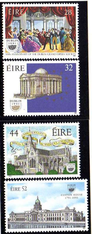 IRELAND 1991 "DUBLIN 1991" SET OF 4 UMM. SG 800-803. CAT 4 POUNDS.