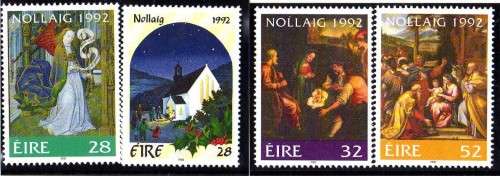 IRELAND 1992 "CHRISTMAS" SET OF 4 UMM. SG 861-864. CAT 4,10 POUNDS.