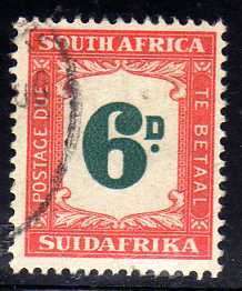 SOUTH AFRICA 1948-49 6d POSTAGE DUE V.F.U. SACC 37. CAT R160. (SACC 2015)