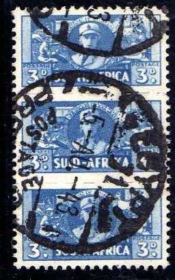 SOUTH AFRICA 1942-44 SMALL WARS 3d UNIT WITH VERY FINE EGYPT CANCEL. SG 101. CAT 18 POUNDS.