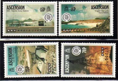 ASCENSION 1991 "25TH ANNIV OF BBC RELAY STATION" SET OF 4 UMM. SG 546-49. CAT 5,65 POUNDS.