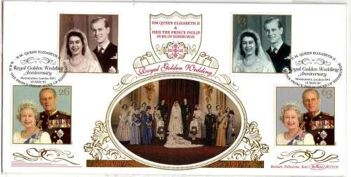 GREAT BRITAIN 1997 "ROYAL GOLDEN WEDDING" BENHAM FDC LIMITED EDITION. ONLY 5000 ISSUED. SG 2011-14.