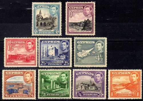 CYPRUS 1938 DEFIN PART SET OF 9 LMM. SG 151-159. CAT 74 POUNDS.