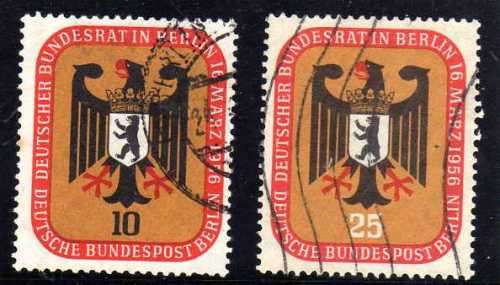 GERMANY WEST BERLIN 1956 "FEDERAL COUNCIL MEETING" SET OF 2 FINE USED. SG B147-8. CAT 7,10 POUNDS.