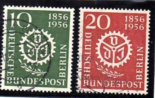 GERMANY WEST BERLIN 1956 "CENT GERMAN ENGINEERS UNION" SET OF 2 VFU. SG  B149-50. CAT 8,85 GBP.