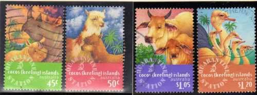 COCOS (KEELING) ISLANDS 1996 "COCOS QUARANTINE STATION" SET OF 4 VFU. SG 347-350. CAT 8,25 POUNDS.