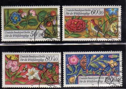GERMANY BERLIN 1985 "HUMANITARIAN RELIEF FUND" SET OF 4 VFU. SG B706-709. CAT 9 POUNDS.