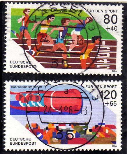 GERMANY 1986 "SPORT PROMOTION FUND" SET OF 2 VFU.  SG 2120-21. CAT 6,15 POUNDS.