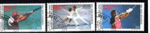 GERMANY BERLIN 1988 "SPORT PROMOTION FUND" SET OF 3 VFU.  SG B801-803. CAT 6,55 POUNDS.