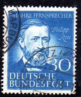 GERMANY WEST 1952 75TH ANNIV OF GERMAN TELEPHONE SERVICE 30PF V.F.U. SG 1087. CAT 21 POUNDS.