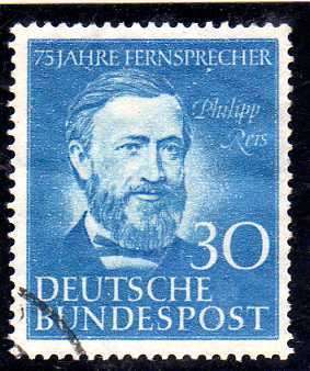 GERMANY WEST 1952 75TH ANNIV OF GERMAN TELEPHONE SERVICE 30PF V.F.U. SG 1087. CAT 21 POUNDS.