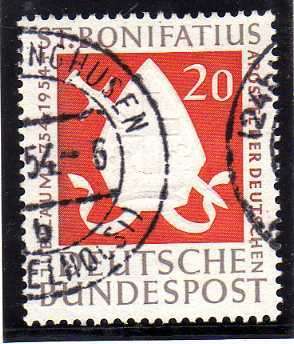 GERMANY WEST 1954 "1200TH ANNIV OF MARTYDOM OF ST. BONIFACE". SG 1125 VFU. CAT 5,75 POUNDS. (2013)