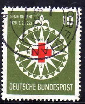 GERMANY WEST 1953 "125th BIRTH ANNIV OF HENRI DURANT" SG 1090 VFU. CAT 8,75 POUNDS.