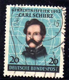 GERMANY WEST 1952 "CENTENARY OF ARRIVAL OF SCHURZ IN AMERICA" VERY FINE USED. SG 1079. CAT 11 POUNDS