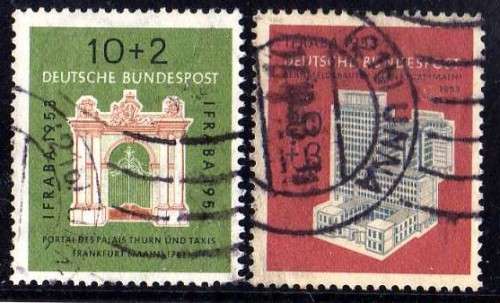 GERMANY WEST 1953 "PHILATELIC EXHIBITION FRANKFURT" SET OF 2 VFU. SG 1097-98. CAT 66 POUNDS.
