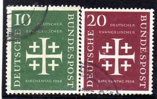 GERMANY WEST 1956 "CHURCH CONVENTION" SET OF 2 V.F.U. SG 1161-62. CAT 12,25 POUNDS.