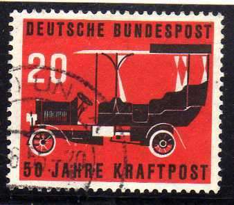 GERMANY WEST 1955 "50TH ANNIV OF POSTAL MOTOR TRANSPORT" SG 1137 V.F.U. CAT 6,50 POUNDS.