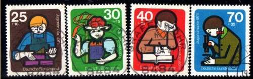 GERMANY WEST 1974 "YOUTH WELFARE" SET OF 4 VFU. SG 1696-99. CAT 8 POUNDS.