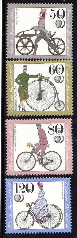 GERMANY WEST 1985 "CYCLES" SET OF 4 UMM. SG 2092-5. CAT 8 POUNDS.