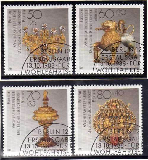 GERMANY BERLIN 1988 "PRECIOUS METAL WORK" SET OF 4 VFU. SG B812-15. CAT 7,40 POUNDS.