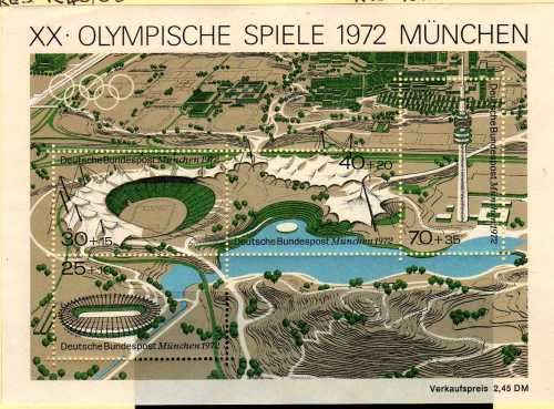 GERMANY WEST 1972 "OLYMPIC GAMES MUNICH" MINI SHEET (6TH SERIES) UMM. SG MS 1625. CAT 6,50 POUNDS.