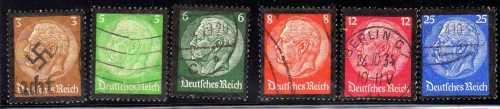 GERMANY 1934 "HINDENBURG MEMORIAL" SET OF 6 FINE - VFU. SG 545-550. CAT 14,80 POUNDS.