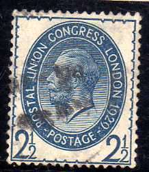 GREAT BRITAIN 1929 "UPU CONGRESS" 2,5d BLUE FINE USED. SG 437. CAT 10 POUNDS.