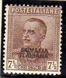 ITALIAN COLONIES SOMALIA 1926 OPTD 7,5c BROWN LMM. SG 89. CAT 43 POUNDS.