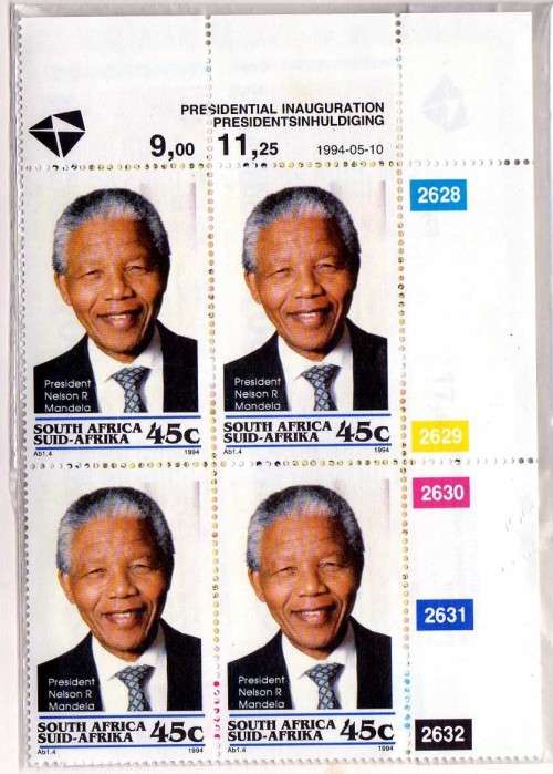 SOUTH AFRICA 1994 PRESIDENTIAL INAUGURATION SET OF 4 IN CONTROL BLOCKS OF 4 UMM. CAT R208. (2015)