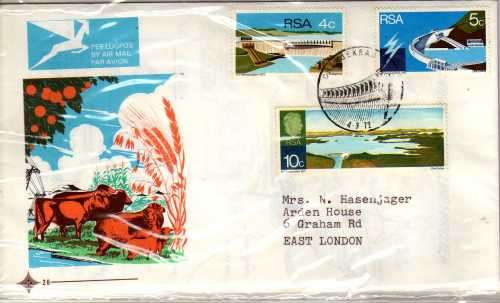 SOUTH AFRICA 1972 FDC No 20A "ORANGE CATTLE" VERY FINE. SACC 312-314. CAT R150. (SACC 2017/18)