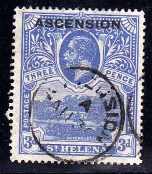 ASCENSION 1922 DEFIN 3d BRIGHT BLUE VFU. SG 5. CAT 29 POUNDS. (2018)
