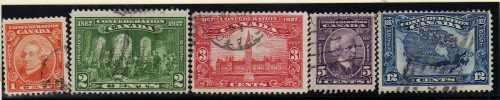 CANADA 1927 "CANADIAN CONFEDERATION" SET OF 5 VFU. SG 266-270. CAT 15 POUNDS.