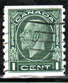CANADA 1932 DEFIN 1c GREEN IMPERF x 8,5 VERY FINE USED. SG 326. CAT 4,25 POUNDS.