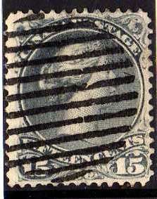 CANADA 1868 DEFIN 15c SLATE PURPLE PERF 12 FINE USED HEAVY CANCEL. SG 70. CAT 19 POUNDS.