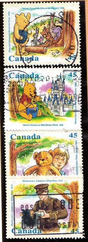 CANADA 1996 "WINNIE THE POOH" SET OF 4 FINE USED. SG 1701-4. CAT 6 POUNDS.