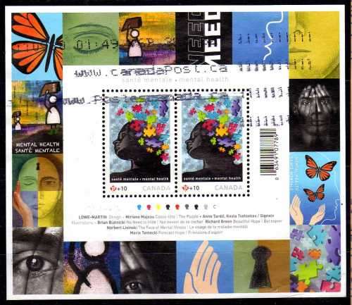 CANADA 2011 "MENTAL HEALTH" 1 STAMP + MINI SHEET VFU. SG 2818 + M/S 2819. CAT 4,40 POUNDS.
