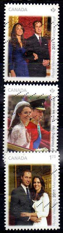 CANADA 2011 "ROYAL WEDDING" SET OF 3 + MINI SHEET VFU. SG 2780-81 + M/S 2782, 2795. CAT 10,6 POUNDS.