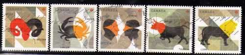 CANADA 2011 "SIGNS OF THE  ZODIAC" SET OF 4 + LATER ISSUE VFU. SG 2762-65 + LEO. CAT 6,25 POUNDS.