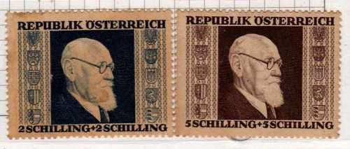 AUSTRIA 1946 2s+2s & 5s+5s MOUNTED MINT DISTURBED GUM. SG 973 & 975. CAT 12,50 POUNDS.