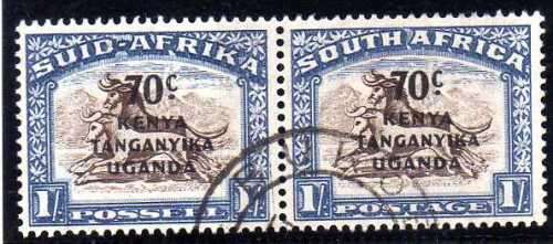 KENYA UGANDA TANGANYIKA 1941 SA STAMPS OVERPRINTED SET OF 4 PAIRS VFU. SG 151-4. CAT 17 POUNDS.