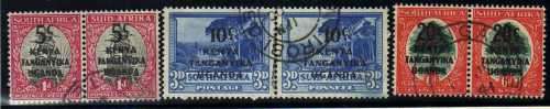 KENYA UGANDA TANGANYIKA 1941 SA STAMPS OVERPRINTED SET OF 4 PAIRS VFU. SG 151-4. CAT 17 POUNDS.