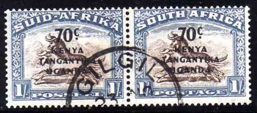KENYA UGANDA TANGANYIKA 1941 SA STAMPS OVERPRINTED SET OF 4 PAIRS VFU. SG 151-4. CAT 17 POUNDS.