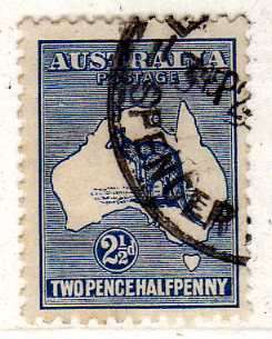 AUSTRALIA 1915-28 DEFIN 2,5d DEEP BLUE. DIE II. W/MARK 6. FINE USED. SG 36. CAT 10 POUNDS.