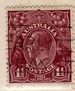 AUSTRALIA 1931-36 DEFIN 1,5d RED-BROWN W/MARK 15 VFU. SG 126. CAT 12 POUNDS.