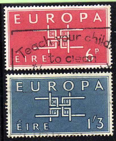 IRELAND 1963 "EUROPA" SET OF 2 VERY FINE USED. SG 195-196. CAT 4,50 POUNDS.