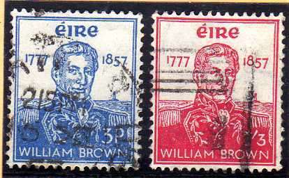 IRELAND 1957 DEATH TERCENT ADMIRAL BROWN SET OF 2 FINE USED. SG 168-69. CAT 16,20 POUNDS.