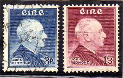 IRELAND 1957 BIRTH CENT JOHN REDMOND SET OF 2 VERY FINE USED. SG 164-5. CAT 15 POUNDS.