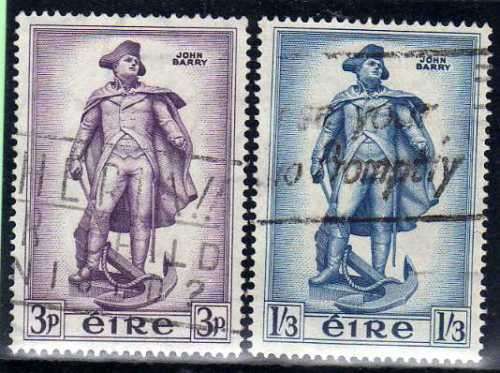 IRELAND 1956 "BARRY COMMEMORATION" SET OF 2 VERY FINE USED. SG 162-163. CAT 8 POUNDS.