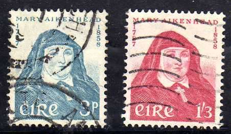 IRELAND 1958 "DEATH CENT MOTHER MARY AIKENHEAD" SET OF 2 FINE USED. SG 174-5. CAT 8 POUNDS.
