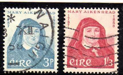 IRELAND 1958 "DEATH CENT MOTHER MARY AIKENHEAD" SET OF 2 FINE USED. SG 174-5. CAT 8 POUNDS.